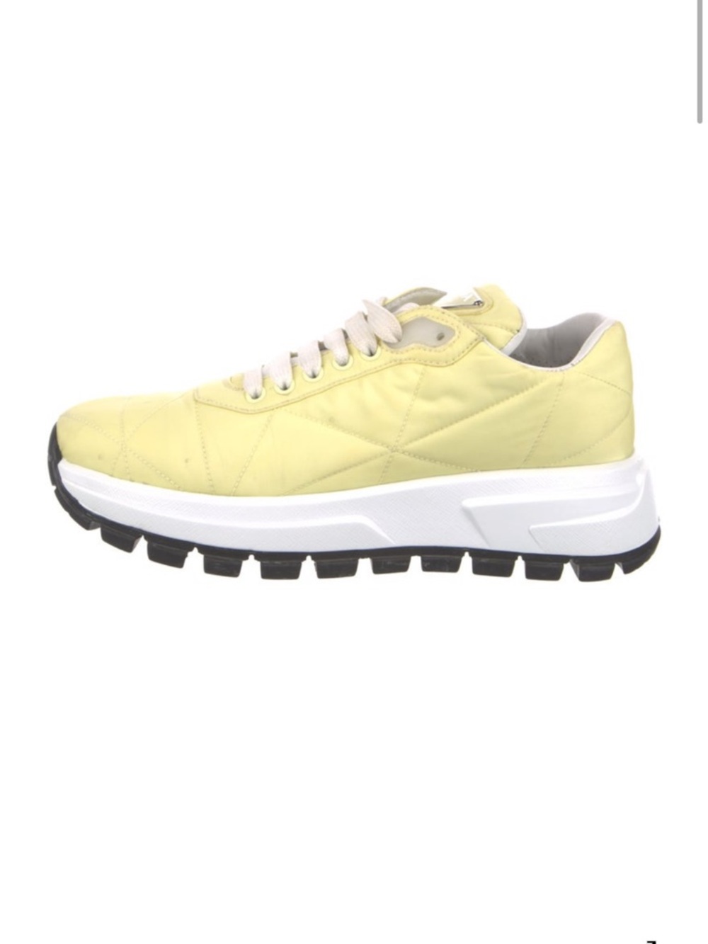 Prada Pale Yellow Quilted Platform Sneaker